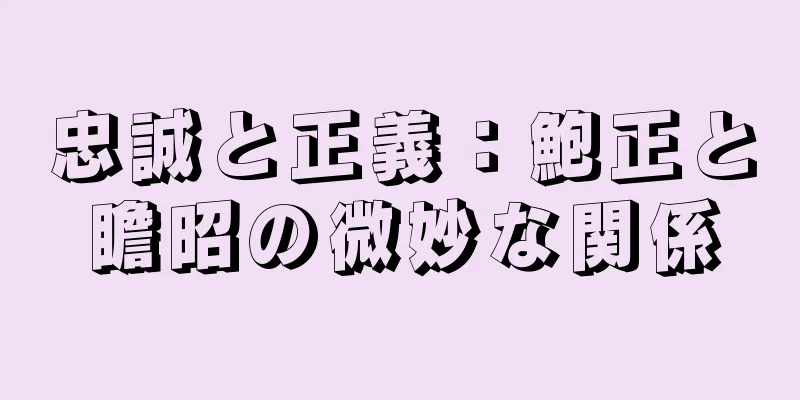 忠誠と正義：鮑正と瞻昭の微妙な関係