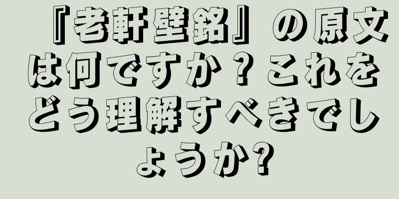 『老軒壁銘』の原文は何ですか？これをどう理解すべきでしょうか?