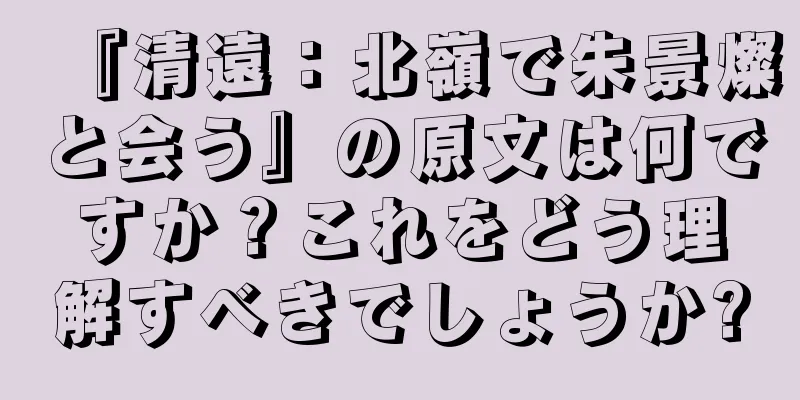 『清遠：北嶺で朱景燦と会う』の原文は何ですか？これをどう理解すべきでしょうか?