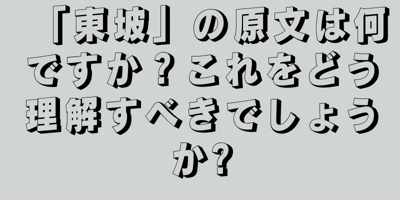 「東坡」の原文は何ですか？これをどう理解すべきでしょうか?