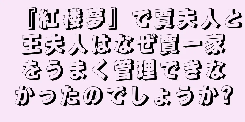 『紅楼夢』で賈夫人と王夫人はなぜ賈一家をうまく管理できなかったのでしょうか?