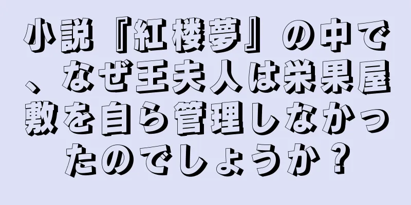 小説『紅楼夢』の中で、なぜ王夫人は栄果屋敷を自ら管理しなかったのでしょうか？