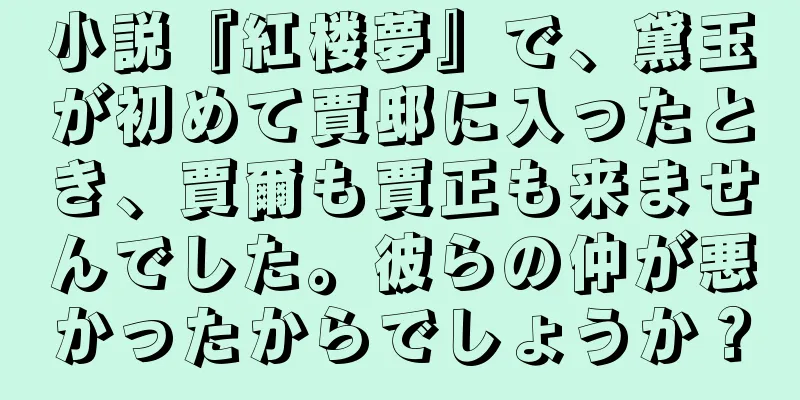 小説『紅楼夢』で、黛玉が初めて賈邸に入ったとき、賈爾も賈正も来ませんでした。彼らの仲が悪かったからでしょうか？