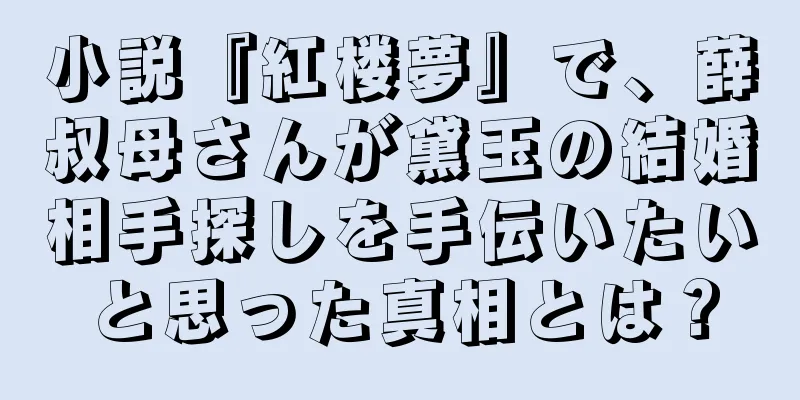 小説『紅楼夢』で、薛叔母さんが黛玉の結婚相手探しを手伝いたいと思った真相とは？