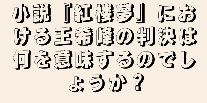小説『紅楼夢』における王希峰の判決は何を意味するのでしょうか？