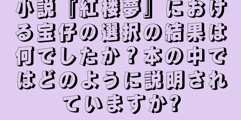 小説『紅楼夢』における宝仔の選択の結果は何でしたか？本の中ではどのように説明されていますか?
