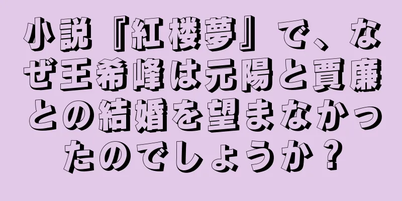 小説『紅楼夢』で、なぜ王希峰は元陽と賈廉との結婚を望まなかったのでしょうか？