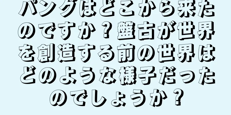 パングはどこから来たのですか？盤古が世界を創造する前の世界はどのような様子だったのでしょうか？