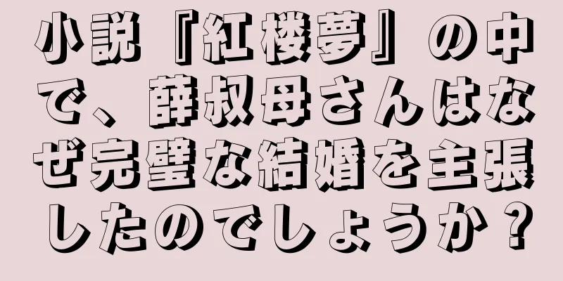 小説『紅楼夢』の中で、薛叔母さんはなぜ完璧な結婚を主張したのでしょうか？
