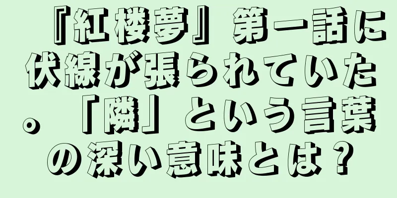 『紅楼夢』第一話に伏線が張られていた。「隣」という言葉の深い意味とは？