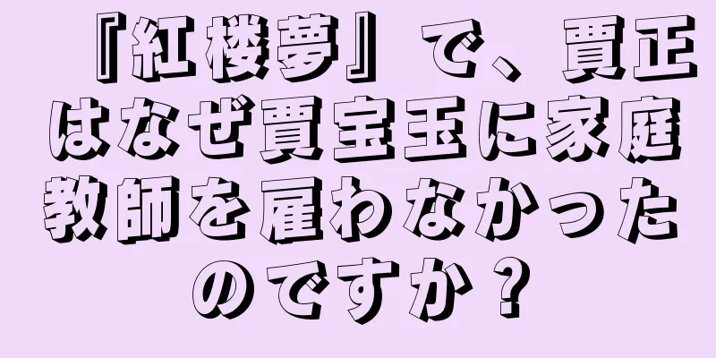 『紅楼夢』で、賈正はなぜ賈宝玉に家庭教師を雇わなかったのですか？