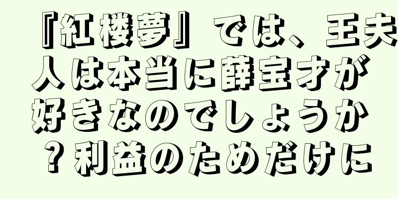 『紅楼夢』では、王夫人は本当に薛宝才が好きなのでしょうか？利益のためだけに