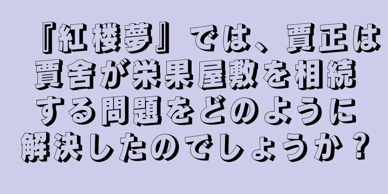 『紅楼夢』では、賈正は賈舍が栄果屋敷を相続する問題をどのように解決したのでしょうか？