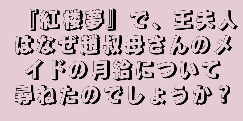 『紅楼夢』で、王夫人はなぜ趙叔母さんのメイドの月給について尋ねたのでしょうか？