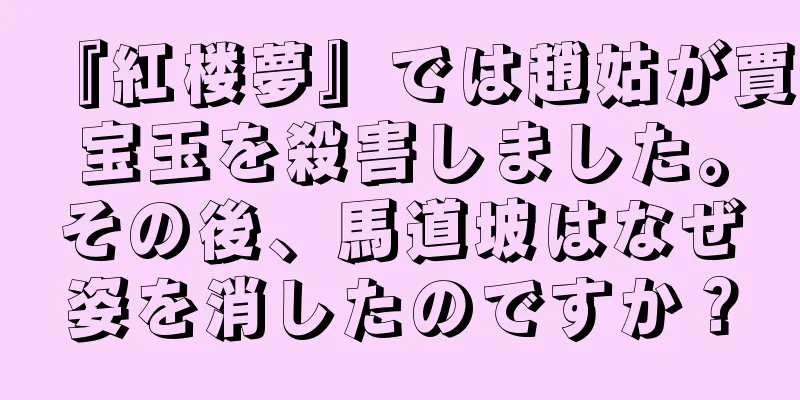 『紅楼夢』では趙姑が賈宝玉を殺害しました。その後、馬道坡はなぜ姿を消したのですか？