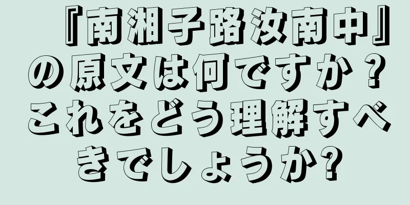 『南湘子路汝南中』の原文は何ですか？これをどう理解すべきでしょうか?