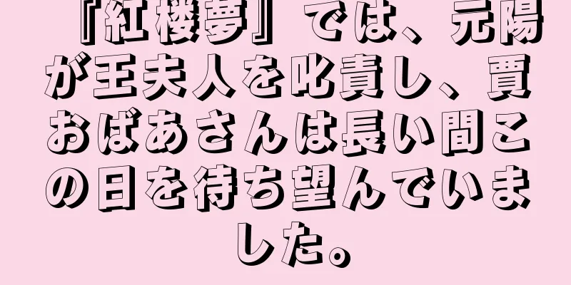 『紅楼夢』では、元陽が王夫人を叱責し、賈おばあさんは長い間この日を待ち望んでいました。