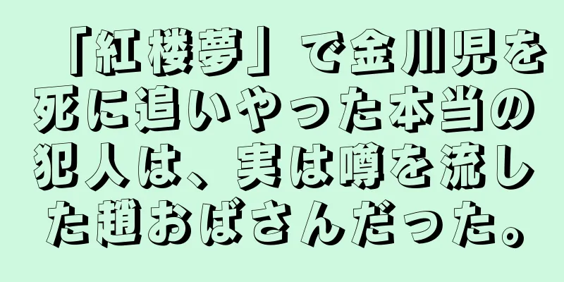 「紅楼夢」で金川児を死に追いやった本当の犯人は、実は噂を流した趙おばさんだった。