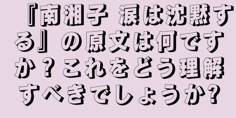 『南湘子 涙は沈黙する』の原文は何ですか？これをどう理解すべきでしょうか?