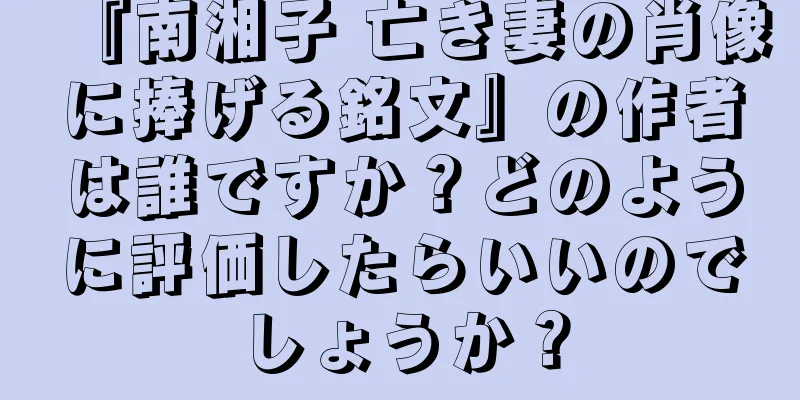 『南湘子 亡き妻の肖像に捧げる銘文』の作者は誰ですか？どのように評価したらいいのでしょうか？