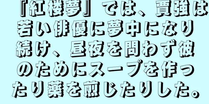 『紅楼夢』では、賈強は若い俳優に夢中になり続け、昼夜を問わず彼のためにスープを作ったり薬を煎じたりした。