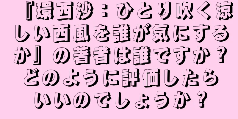 『環西沙：ひとり吹く涼しい西風を誰が気にするか』の著者は誰ですか？どのように評価したらいいのでしょうか？