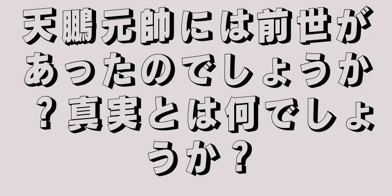天鵬元帥には前世があったのでしょうか？真実とは何でしょうか？