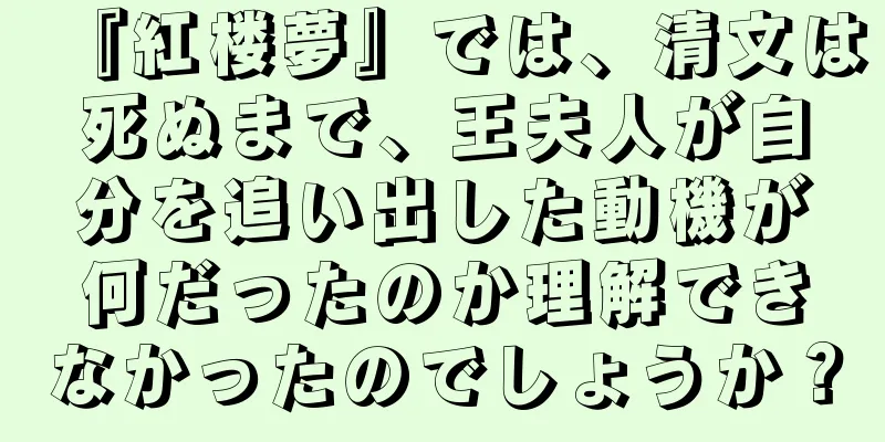 『紅楼夢』では、清文は死ぬまで、王夫人が自分を追い出した動機が何だったのか理解できなかったのでしょうか？