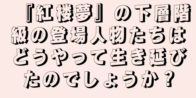 『紅楼夢』の下層階級の登場人物たちはどうやって生き延びたのでしょうか？