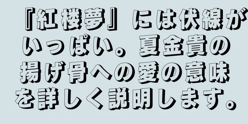『紅楼夢』には伏線がいっぱい。夏金貴の揚げ骨への愛の意味を詳しく説明します。