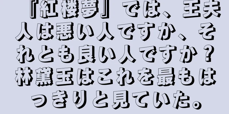 『紅楼夢』では、王夫人は悪い人ですか、それとも良い人ですか？林黛玉はこれを最もはっきりと見ていた。