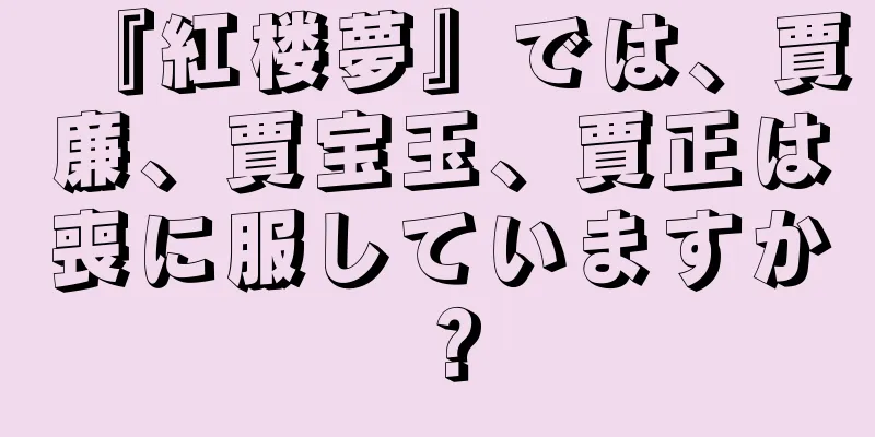 『紅楼夢』では、賈廉、賈宝玉、賈正は喪に服していますか？