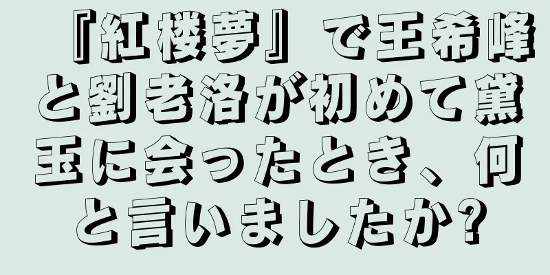『紅楼夢』で王希峰と劉老洛が初めて黛玉に会ったとき、何と言いましたか?