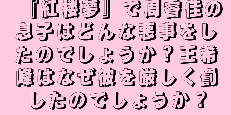 『紅楼夢』で周睿佳の息子はどんな悪事をしたのでしょうか？王希峰はなぜ彼を厳しく罰したのでしょうか？