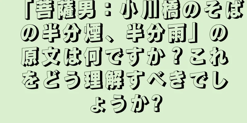「菩薩男：小川橋のそばの半分煙、半分雨」の原文は何ですか？これをどう理解すべきでしょうか?