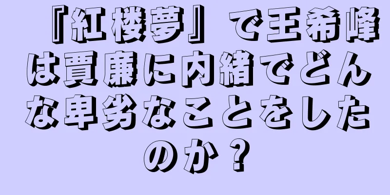『紅楼夢』で王希峰は賈廉に内緒でどんな卑劣なことをしたのか？