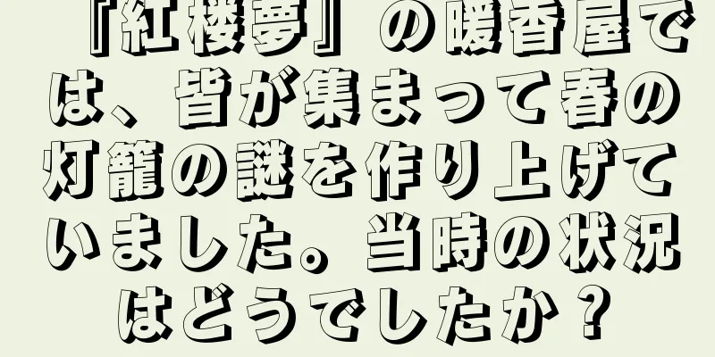 『紅楼夢』の暖香屋では、皆が集まって春の灯籠の謎を作り上げていました。当時の状況はどうでしたか？