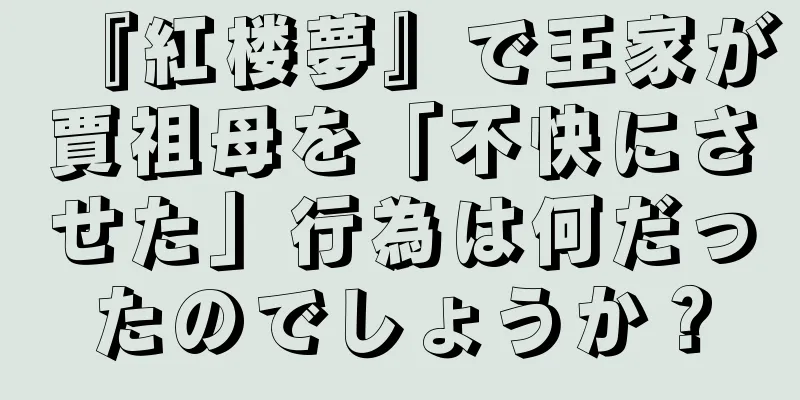 『紅楼夢』で王家が賈祖母を「不快にさせた」行為は何だったのでしょうか？