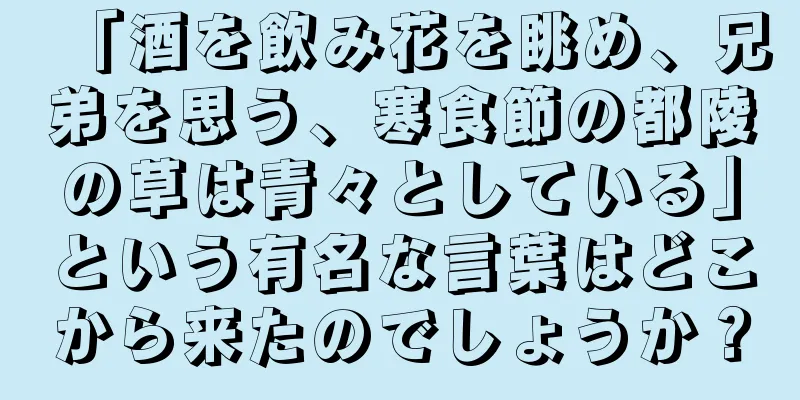 「酒を飲み花を眺め、兄弟を思う、寒食節の都陵の草は青々としている」という有名な言葉はどこから来たのでしょうか？
