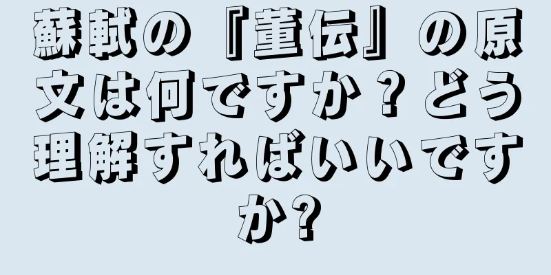 蘇軾の『董伝』の原文は何ですか？どう理解すればいいですか?