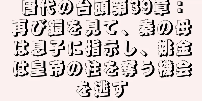 唐代の台頭第39章：再び鎧を見て、秦の母は息子に指示し、姚金は皇帝の柱を奪う機会を逃す