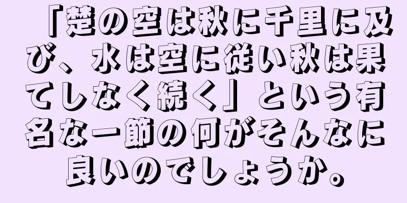 「楚の空は秋に千里に及び、水は空に従い秋は果てしなく続く」という有名な一節の何がそんなに良いのでしょうか。