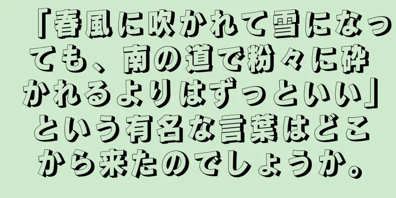 「春風に吹かれて雪になっても、南の道で粉々に砕かれるよりはずっといい」という有名な言葉はどこから来たのでしょうか。