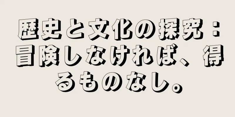 歴史と文化の探究：冒険しなければ、得るものなし。
