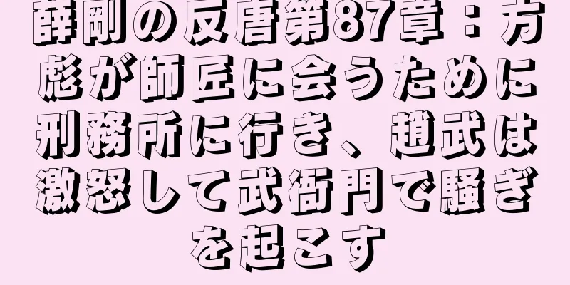 薛剛の反唐第87章：方彪が師匠に会うために刑務所に行き、趙武は激怒して武衙門で騒ぎを起こす