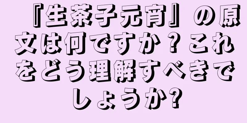 『生茶子元宵』の原文は何ですか？これをどう理解すべきでしょうか?