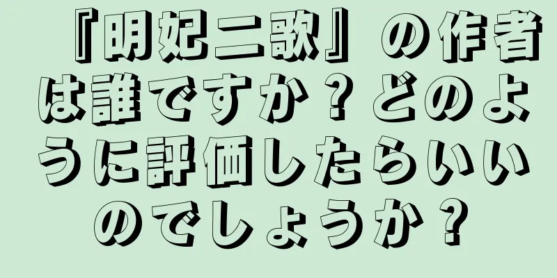 『明妃二歌』の作者は誰ですか？どのように評価したらいいのでしょうか？