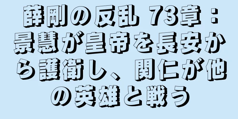薛剛の反乱 73章：景慧が皇帝を長安から護衛し、関仁が他の英雄と戦う