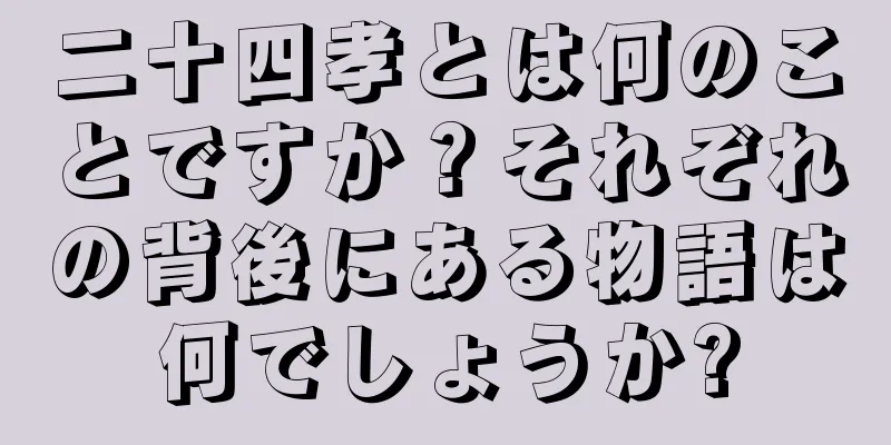 二十四孝とは何のことですか？それぞれの背後にある物語は何でしょうか?
