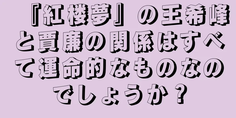 『紅楼夢』の王希峰と賈廉の関係はすべて運命的なものなのでしょうか？